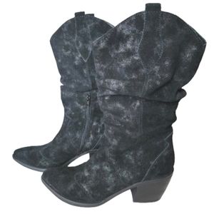 Vaneli Catkin Black Metallic Suede Boots Size 11 N